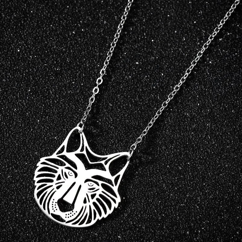 Ожерелье из нержавеющей стали с волком ожерелье лесными животными мужской кулон