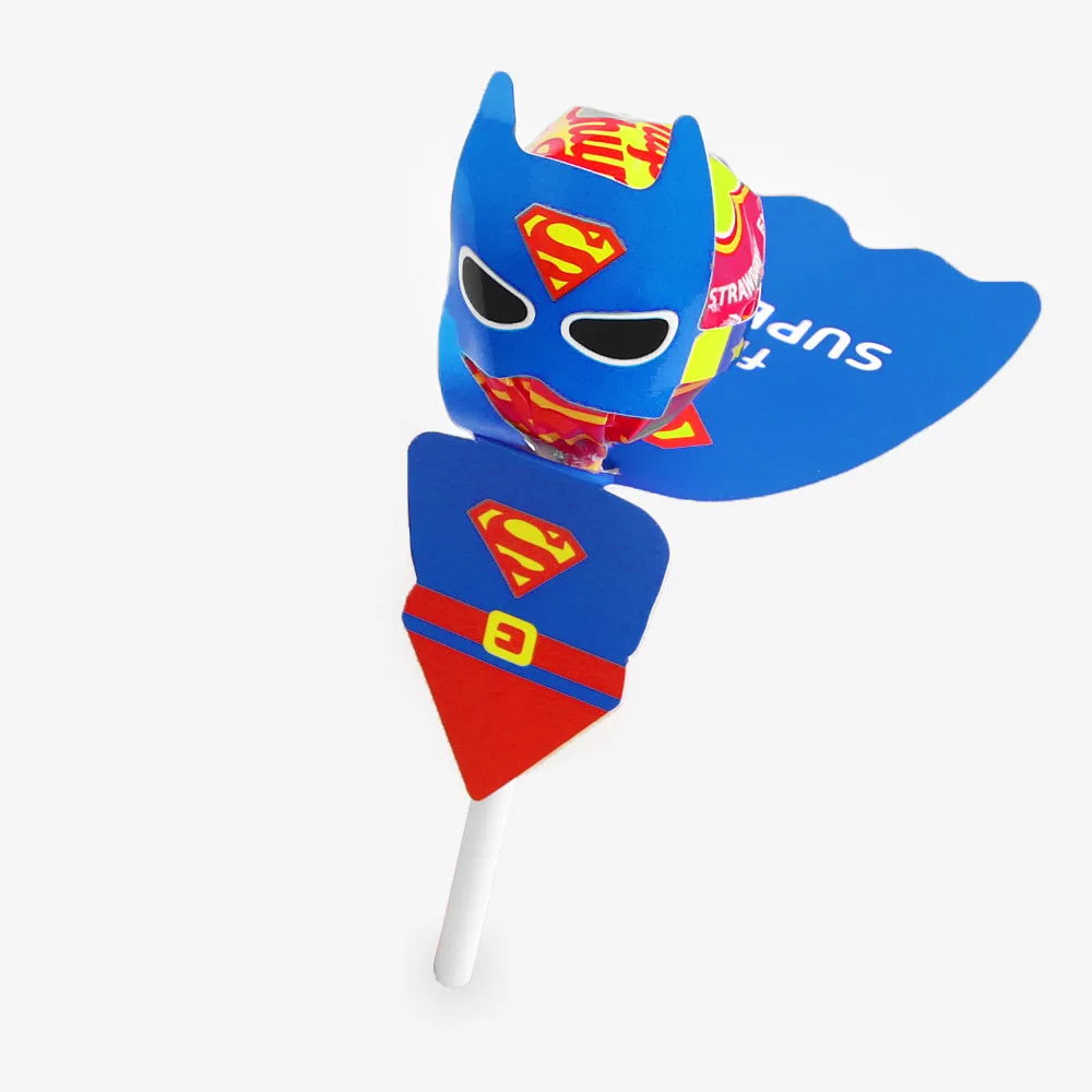 60 шт. Супермен Бэтмен принцесса женщина конфеты Леденец Украшения карты для детей день рождения поставка леденец подарок аксессуары