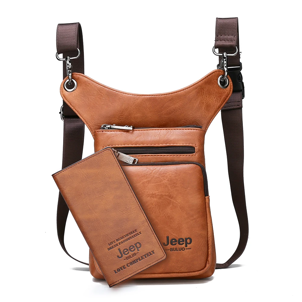 Bag Wallet-Orange JEEP BULUO, многофункциональные сумки, мужские, маленькие, через плечо, сумка на плечо, спилок, кожа, модная, на ногу, сумка на талию, сумки, новые, для молодых мужчин, мини - Цвет: Bag Wallet-Orange
