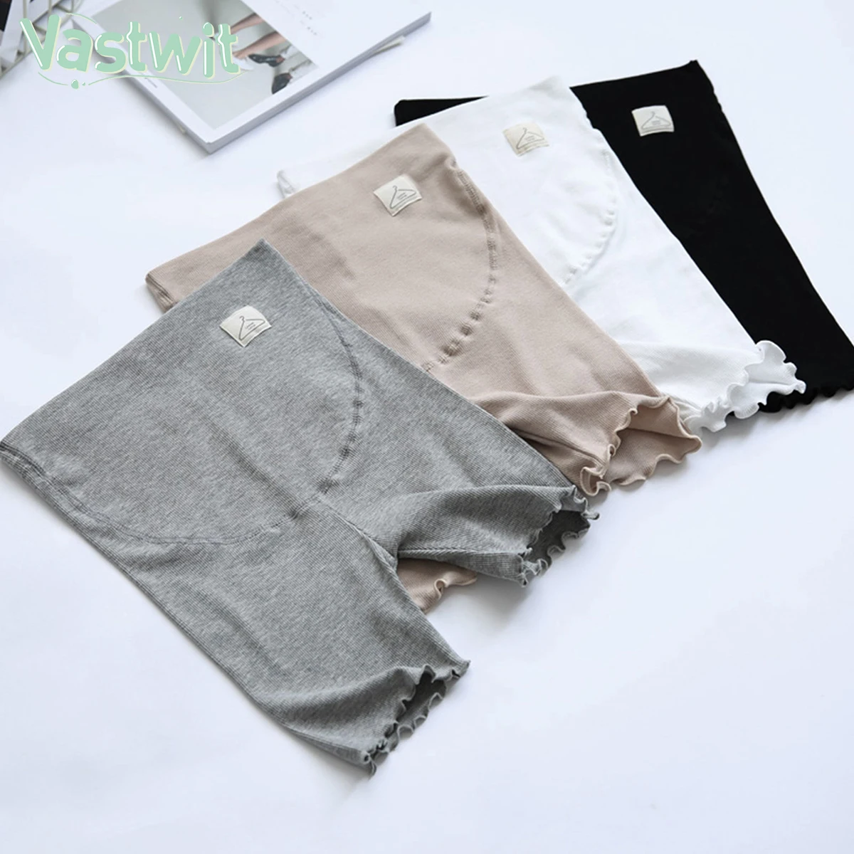 

Summer Thin Cotton Maternity Leggings High Waist Ribbed Belly Short Underpants for Pregnant Women Pregnancy Soft Elastic Pants