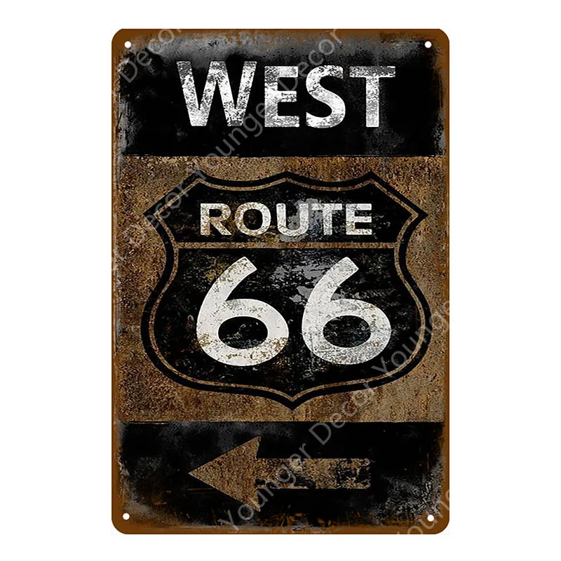 Старинный Route 66 металлическая пластина шоссе дорога автомобиль автобус оловянные знаки бар паб кафе домашний декор гараж настенная живопись американская табличка - Цвет: YD7769G