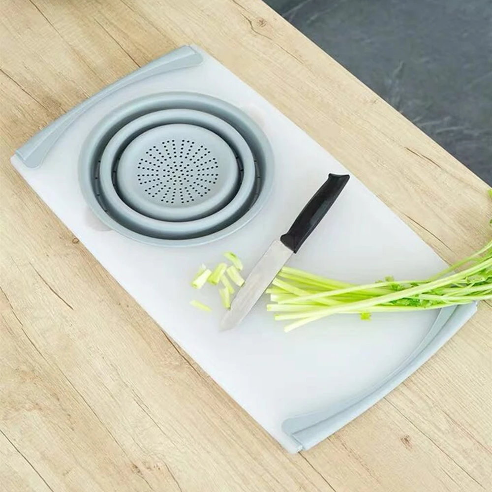 Креативная Выдвижная разделочная доска гибкий кухонный фруктовый Овощной инструмент для нарезки многофункциональные складные дренажные лотки для хранения
