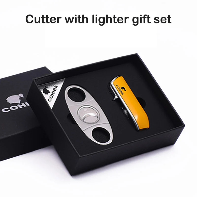 

COHIBA Windproof 3 Torch Jet Flame Butane Gas Metal Cigar Lighter with Cigar Cutter Gift Set
