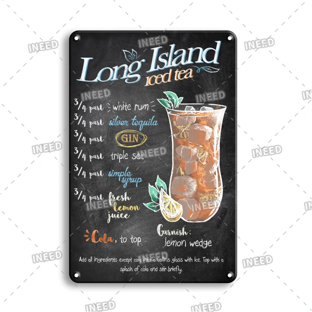 INEED Vintage Metal Tin Sign Decorations Gin & Tonic Cocktail Plate Decorative Poster Plaque Retro Bar Kitchen Home Wall Decor 10566