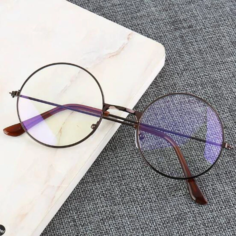 Vintage Round Blue Light Glasses Metal Frame Clear Lens Phone Gaming Computer Glasses Classic Black Circle Eyeglass Frame Oculos