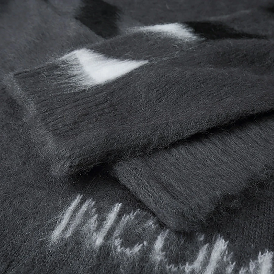 Осень-зима геометрический узор свободные Для женщин свитер с о-образной горловиной, шаблон пуловер, вязаный свитер