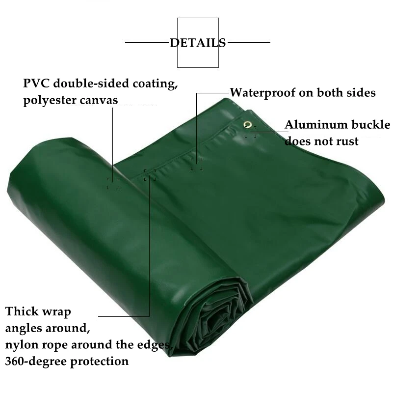 Fireproof Tarpaulin【3 in 1】 ，Thicken Oil Cloth Plastic Ground Sheet Covers XIAOYAN Tarps Waterproof Rainproof Multi-Purpose-Green