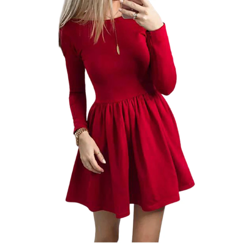red mini long sleeve dress