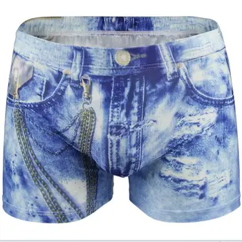 

PINKY SENSON Men Clothes New Fashion Milk Joy Calzoncillo Homme Mens Underwear Sexy Patterned Denim Male Boxers PS519