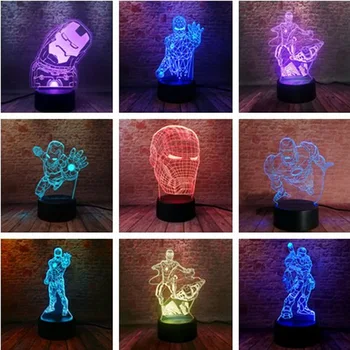 

Flahsing 3D LED Desk Nightlight 7 Colors Changing Light Model Marvel Avengers Iron man Figure Toy