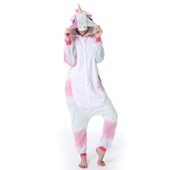 

Kigurumi All in One Winter Warm Pyjamas Cartoon Unicorn Onesies One Piece Pijama Hooded Sleepwear Women Men Animal Pajamas