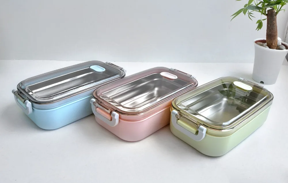 TUUTH Lunch Box Stainless Steel 800ml-capacity Microwave Heating Portable Dinne Food Containers Adults Lady Kids B2