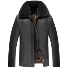 Зимняя мужская куртка, новинка, мужская куртка со съемным меховым воротником, байкерские куртки Плюс вельветовые толстые теплые меховые кожаные пальто Blouson Cuir Homme