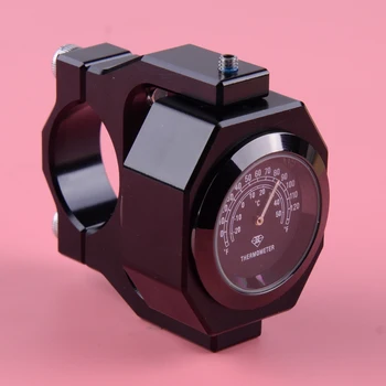 

DWCX Universal Motorcycle ATV Scooter Handlebar Night View Thermometer Temperature Time Watch Clock Black 22-28mm