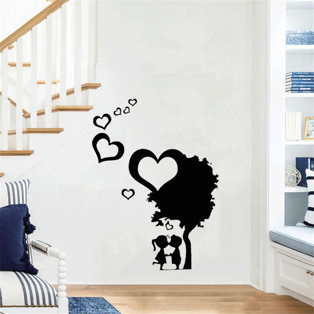 

Warm Love Couple Wall Sticker Kiss under the tree wall Decal home Decor For living room Bedroom Vinyl dw21511