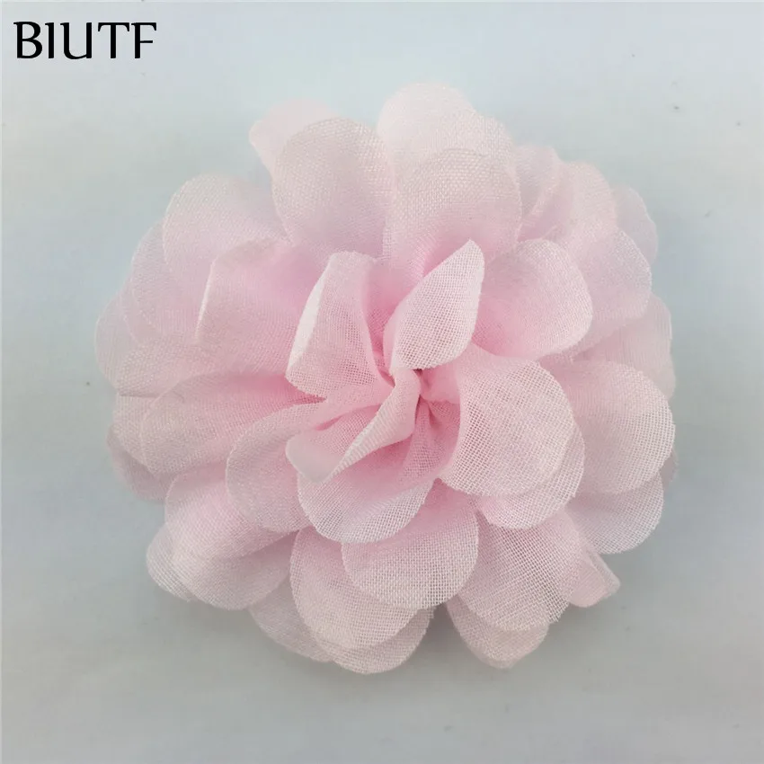 lt pink 10 шт./лот, для девочек, 5 см, искусственные шифоновые цветы с/без заколки для волос, головные уборы, аксессуары DIY, свадебный головной убор, декор TH50 - Цвет: lt pink