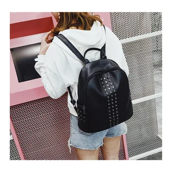 

Women PU leather backpack Rivet Studded decoration Casual Lightweight Daypack Travel Satchel High capacity Wear-resistant