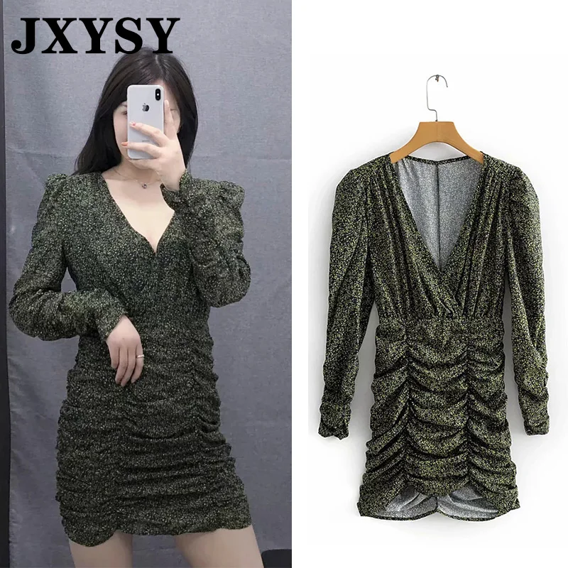 

JXYSY 2019 dress women england high street vintage cascading v-neck mini sexy vestidos de fiesta de noche women party dress