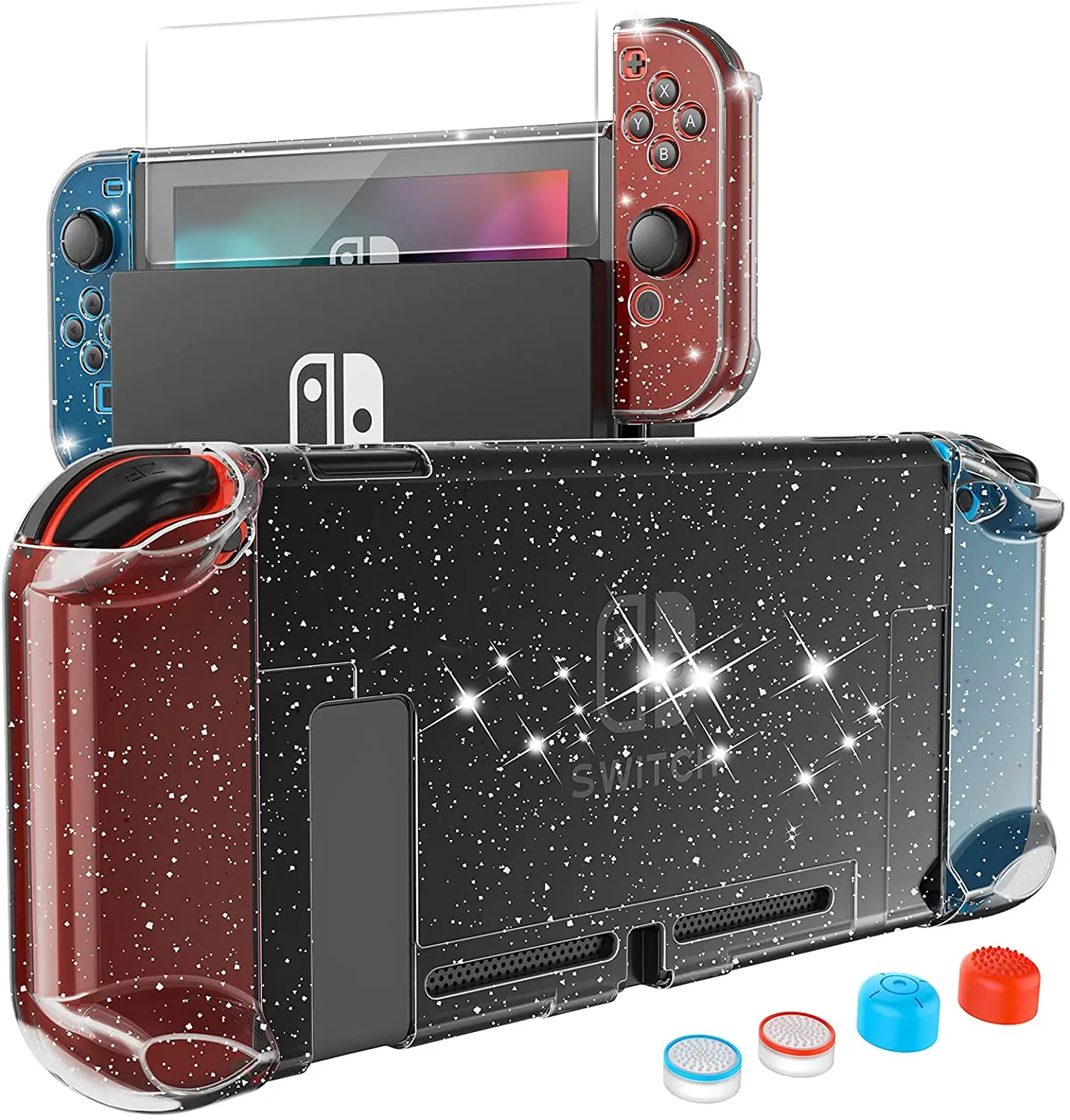 Custodia Heystop Compatibile Con Nintendo Switch, Cover Protettiva Per Pc Compatibile Con Nintendo Switch E Joy Con Controller, Nera