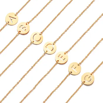 

26 Letters Titanium Bracelet Female Hot Selling Name Initials Fashion Stainless Steel Gold Silver Color Women Bracelet Jewelry