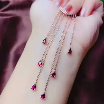 

Pakistan natural Garnet Earring 925 silver Gemstones Jewelry 3x4mm