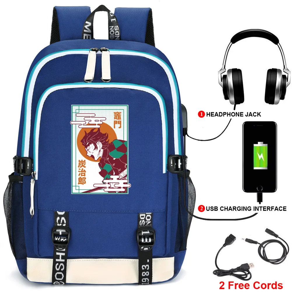 Demon Slayer Косплей рюкзак Оксфорд школьные сумки USB рюкзак для ноутбука большой рюкзак Kamado Tanjirou мужской рюкзак для путешествий