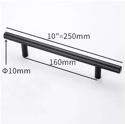 black E Мебельные ручки 50 мм-500 мм из нержавеющей стали Т-образные ручки для мебельного шкафа ручки и ручки для двери шкафа - Цвет: black E
