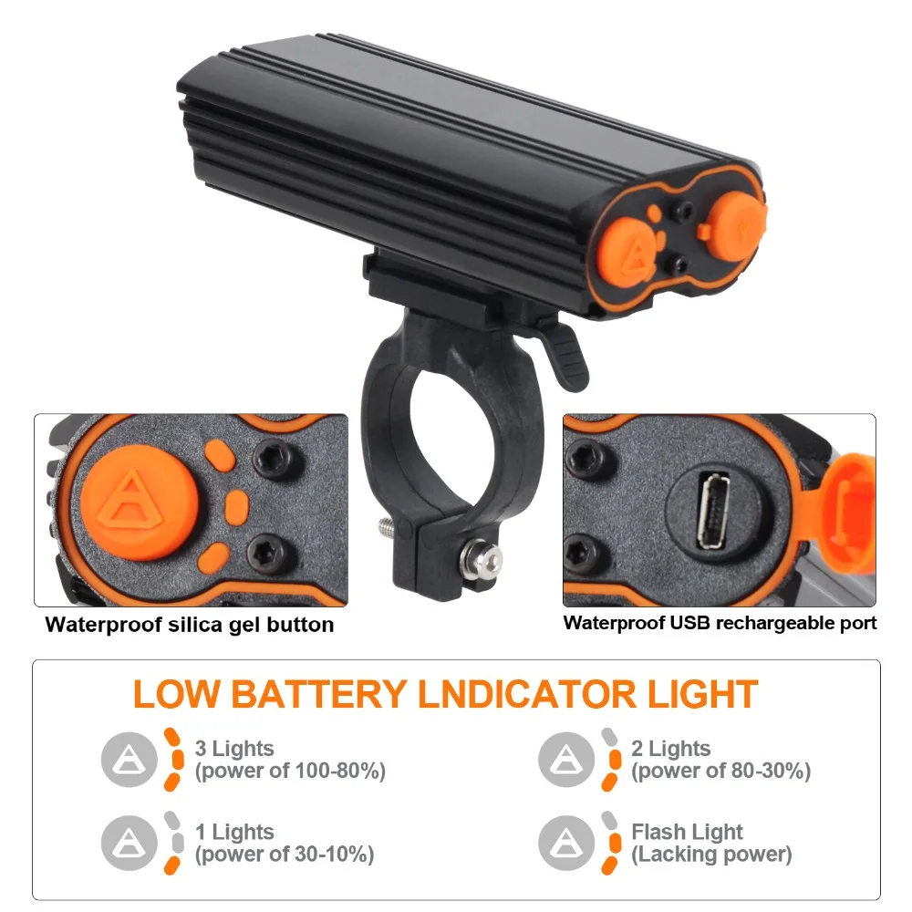 Фсветильник светодиодный велосипедный аккумуляторный 2400 лм 4