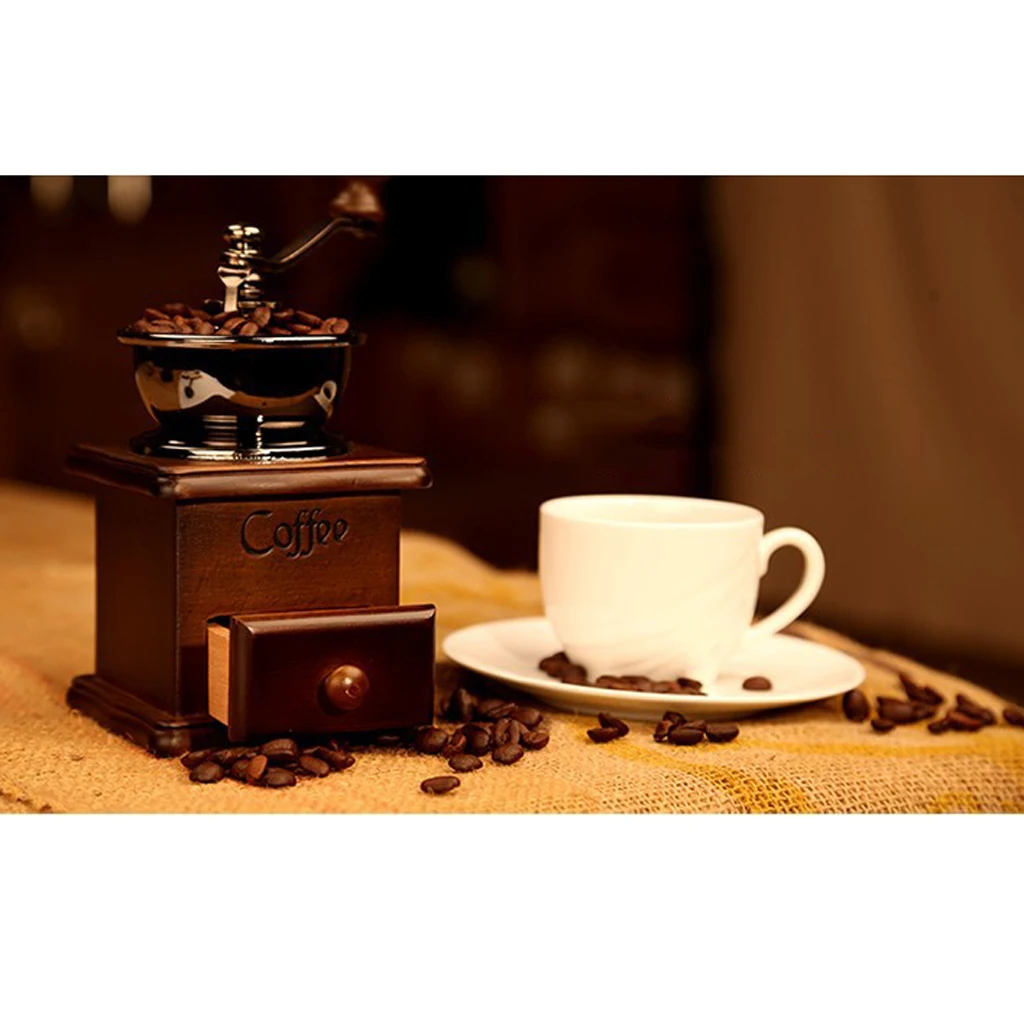 Vintage Manual Coffee Grinder, Antique Cast Iron Hand Crank Coffee Mill With Grind Settings - 9.6 x 21cm / 3.78 x 8.27 Inch