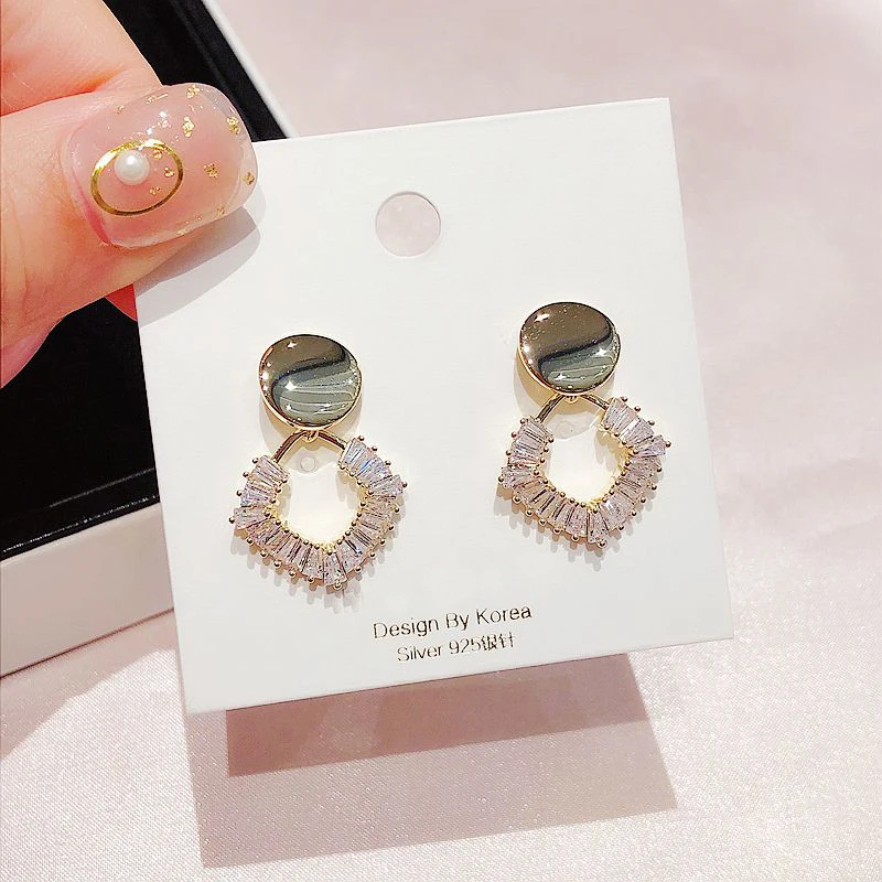 Exquisite Geometric Cubic Zircon Earrings Gold Color CZ Crystal Stone Women Party Jewelry | Украшения и аксессуары