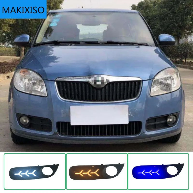 

1 Pair 12V ABS LED DRL Daytime Running Lights Fog Lamp Cover Car- styling For SKODA Fabia 2008-2011