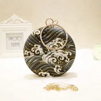 

Elegant Clutch Round Evening Bag Wedding Party Bridal Handbag Purse Shoulder Bags for Women Gilrs