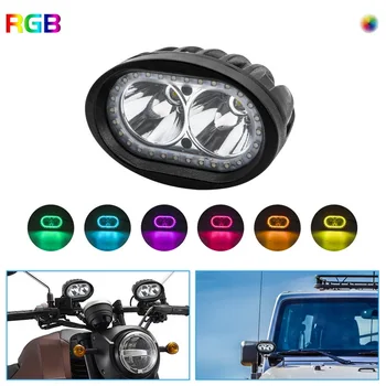 

Safego RGB 20W LED Work Light Spot Beam Angel Eyes Light Bar For Motorcycle Offroad 4WD ATV UAZ SUV 4x4 Truck Tractor Boat DC12V