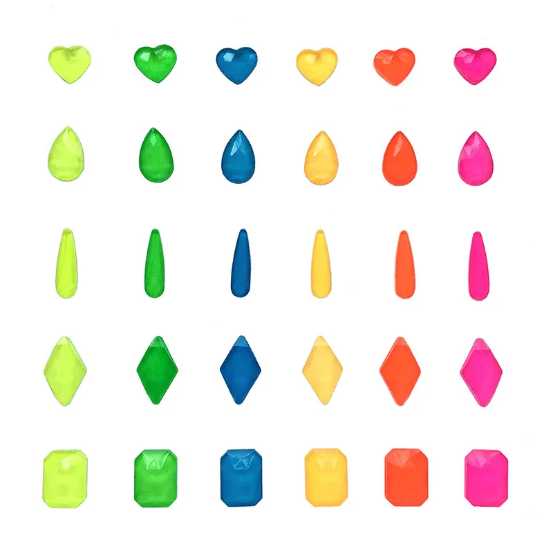 

New sale Mixed color flat florescent Nail art Rhinestone Crystals 30/100Pcs for DIY Nail art decoration