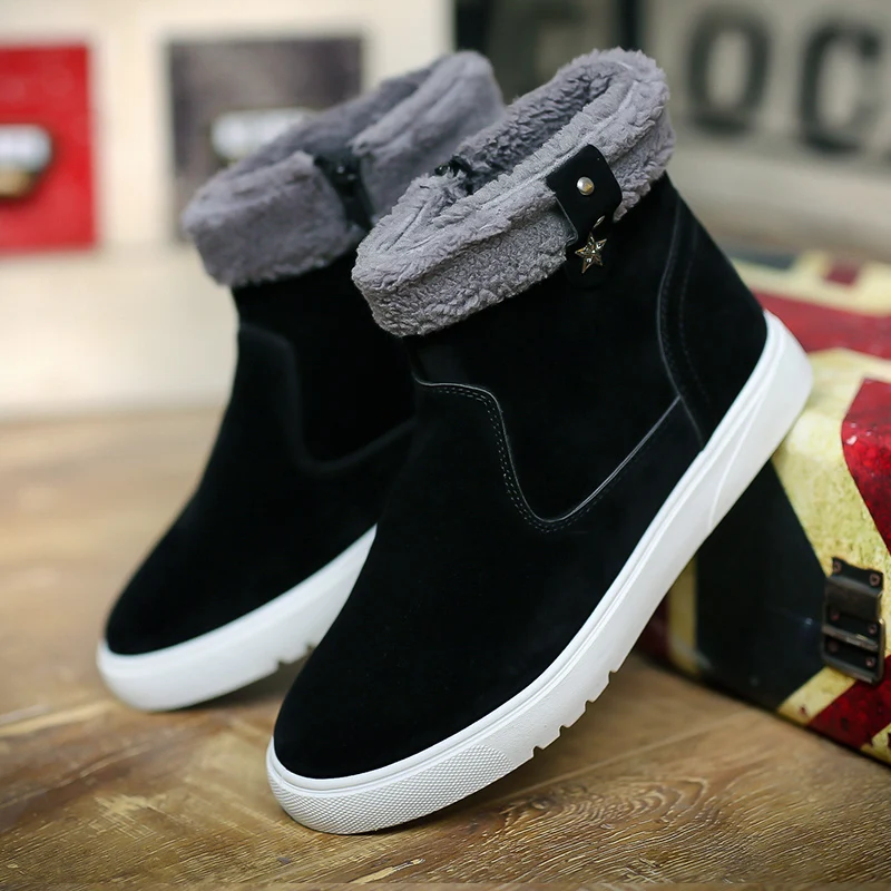 Luxury Men's Winter Boots Outdoor High Top Men Shoes Warmest Plush Snow Boots Thick Bottom Fashion Brand Men Casual Shoes C11