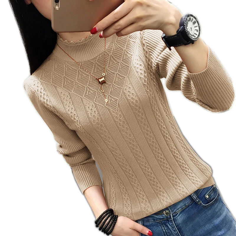 

Turtleneck Sweater Womens Long Sleeve Pullover Sweater Knitted Jumper Tops New Slim Jumper Autumn Winter Basic Female Sweater