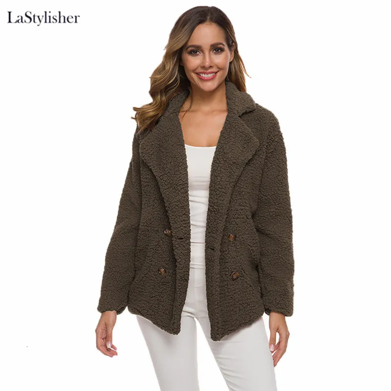 Толстое теплое офисное женское уличное пальто с длинным рукавом, куртки из искусственного меха, пальто для женщин, большие размеры, плюшевое пальто, Осень-зима, новинка