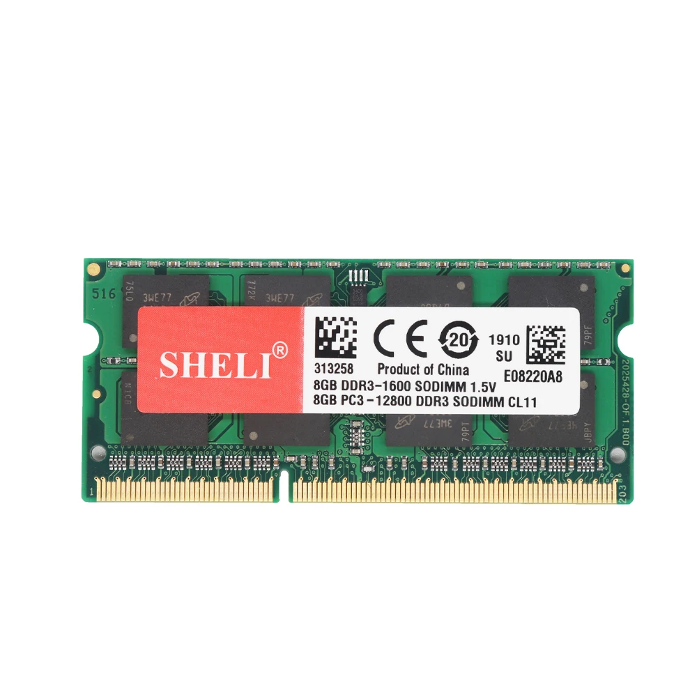 SHELI 8GB PC3 12800 DDR3 1600Mhz 204pin SODIMM RAM Laptop Memory CL11 1 5v 2