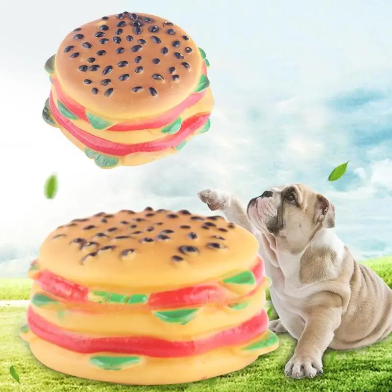 1 шт Гамбургер Форма поддельная еда домашнее животное щенок собака игрушка интерактивный звук голос укус жевательная игрушка собака кошка Жевательная пищалка игрушка