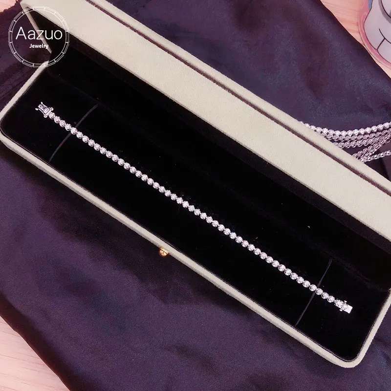 Aazuo Au750 реальные из белого золота 18 карат Бриллиант 3.0ct модные теннисные браслеты