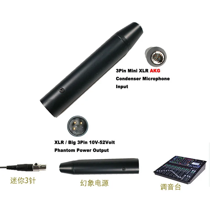 Xlr-A Condensatore Microfono Xlr Phantom Power Adattatore Di Alimentazione Phantom Ta3F Mini Pin Femmina A Xlr Maschio Connettor