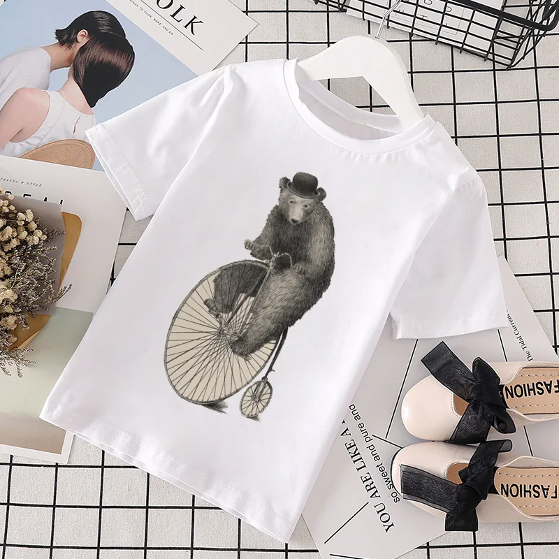 Лето, новая крутая футболка для мальчиков танцевальная рубашка с расцветкой «панда», Детская футболка с забавным принтом Повседневная белая одежда для девочек с короткими рукавами - Цвет: 1991