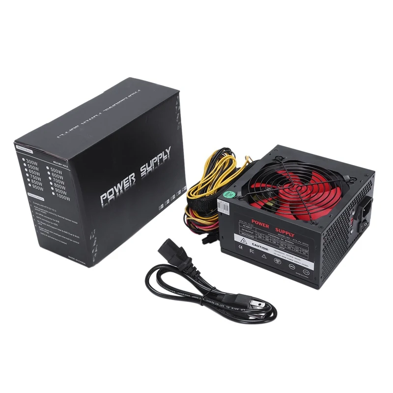 170-260 В Макс. 600 Вт блок питания Psu Pfc красный 12 см тихий вентилятор 24Pin 12 в ПК компьютер Sata игровой ПК блок питания подходит для Intel, подходит для AMD C