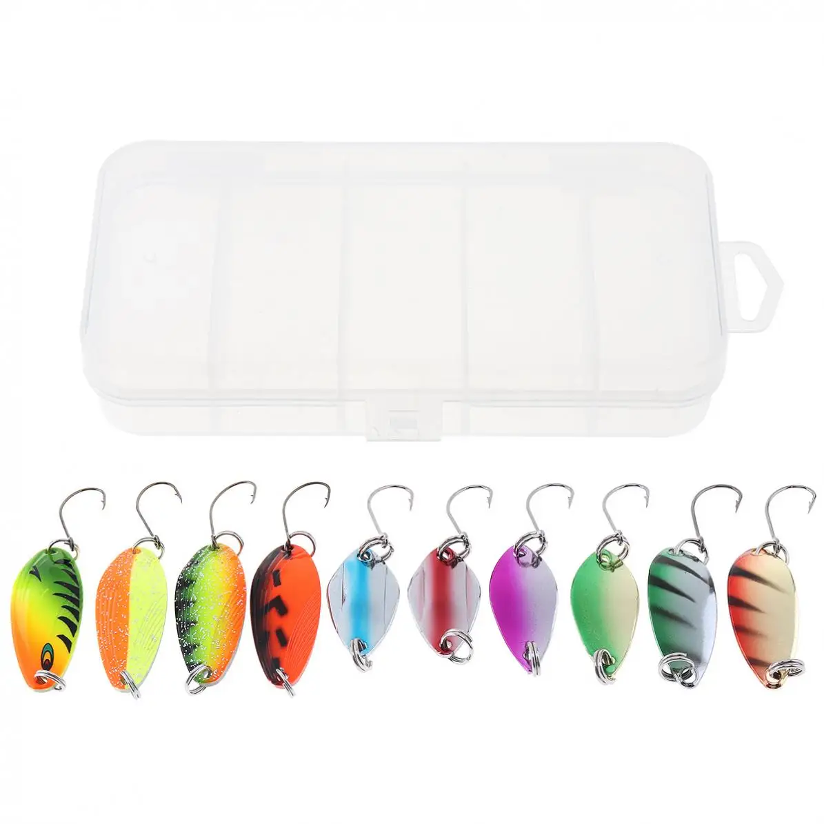 

10pcs Colorful 4.5g 3g 2g Metal Spoon Lure Spinner Bait Hard Sequins with Box