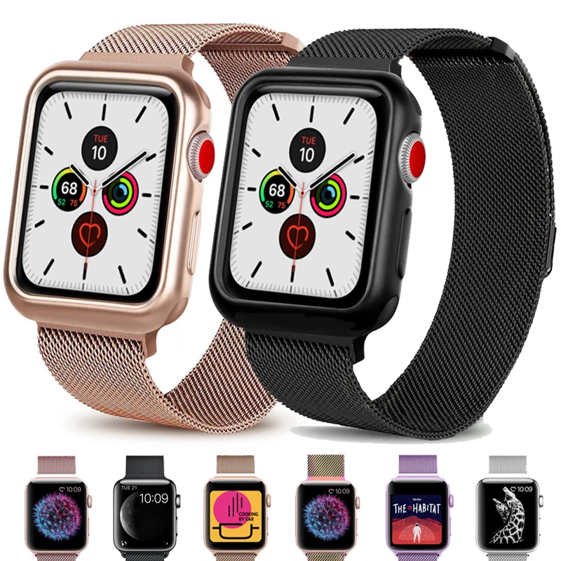 

Milanese Loop Strap Case for Apple watch band 5 4 44mm 40mm iwatch 3 2 1 42mm 38mm link bracelet belt Stainless Steel watchband