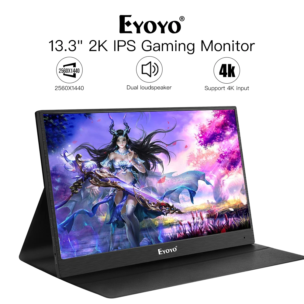  Eyoyo EM13 Portable Monitor 13.3” Type C Hdmi gaming monitor IPS 1440P QHD display for PS4 Laptop P