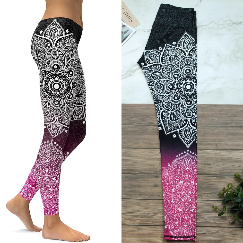 SEASHY Gradients Leggings Printed Women High Waist Workout Pants Fitness Gym Sport Running Jegging Naked feeling Sportswear | Женская