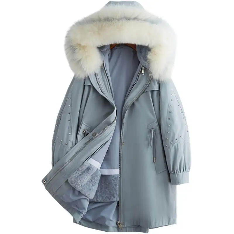 

2020 New Send Overcome Long A Rex Rabbit's Hair Removable Inner Tank Fox Hair Lead Leather And Fur Loose Coat