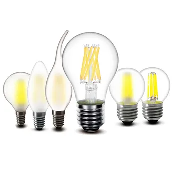 

E27 E14 2W 4W 6W 8W LED Lamp A60 G45 C35 Frosted Glass Filament Bulb Edison Vintage Iron Light Replace 30w 60w incandescent lamp