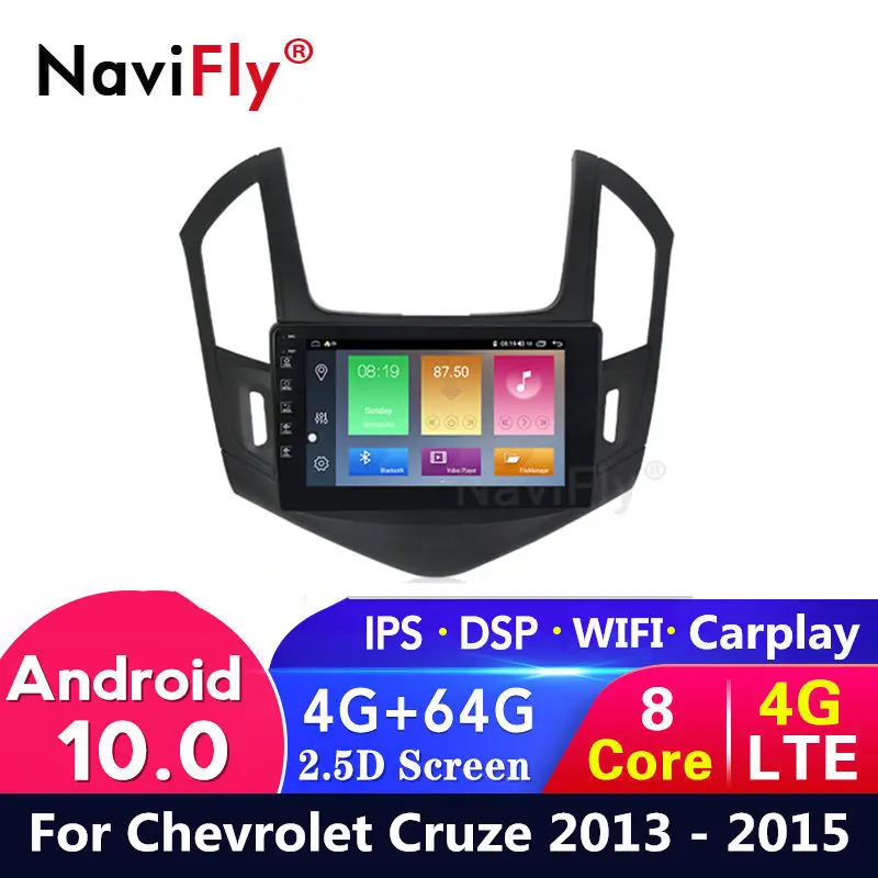 Автомобильный мультимедийный плеер с радио Android 10 4G + 64G для 2013 2014 2015 Chevrolet Cruze